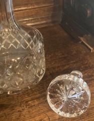Estate Clear Leaded Cut Crystal Diamond Pattern Decanter & Stopper Beautiful!