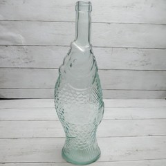 Vintage 13 1/4” Fish Shaped Clear Glass Wine Empty Bottle