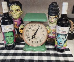 Glows Dark 2 Universal Monster Empty Wine Bottles Frankenstein Bride 19 Crimes