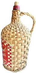 Vintage Large Wicker Wrapped Glass Jug w Handle/Cork Red Wine Label Portugal EUC