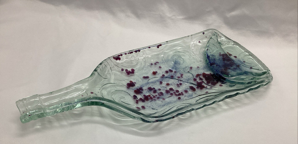 Large Slumped Wine Bottle – Dark Red and Purple