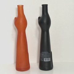 Mosel-Riesling Cat Glass Wine Bottles Orange Frosted & Black Opaque Empty 13&Prime;