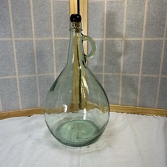 Vintage Almaden One Gallon Green Glass Wine Bottle Original Cork Handle 13”