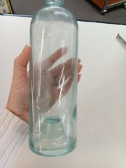 Vintage 3/4 Quart Blue Tinted Glass Wine Bottle
