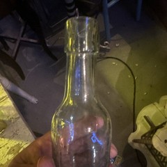 Clear Glass Wine Bottle Collectible Modern Long Neck Decorative- round bottom!