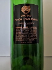 Vintage1989 Chateau Baron Pichon Longueville empty glass Wine Bottle no cork
