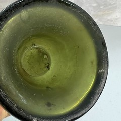 Antique Mid Century Green Wine Bottle with Inset Bottom 14&Prime;