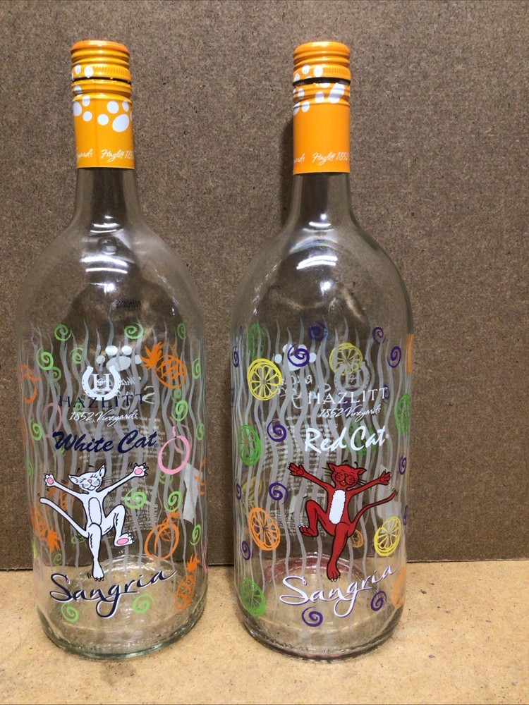Empty Hazlitt Wine 1.5L Red White Cats Bottle Sangria Finger Lakes Upcycle Craft