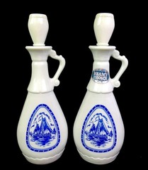 Jim Beam Milk Glass Sail Boat 2 Piece Vintage 13 1/4&Prime; Liquor Bottles 1963 EMPTY