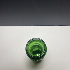Vintage Emerald Green Glass Long Neck Bottle Square Base 6”