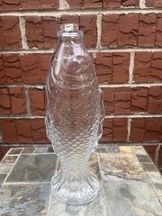 Vintage Fish Shaped Glass Decanter Italian Wine Bottle With Cork . Never USED