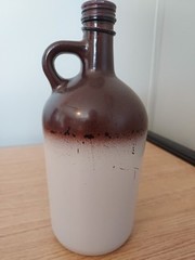 Vintage Apple Jug, 1970s, brown bottle Empty