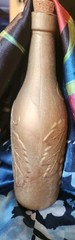 Vintage Frosted Glass wine bottle with embossed grapes design with cork