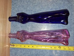 Vtg Riesling Wine Collectible Pair Of Cat Bottles-Cobalt Blue & Pink-Very Clean!