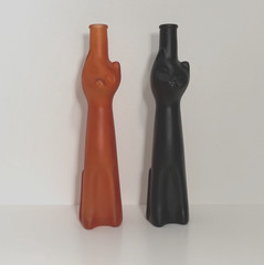 Mosel-Riesling Cat Glass Wine Bottles Orange Frosted & Black Opaque Empty 13&Prime;