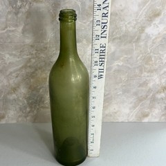 Antique Mid Century Green Wine Bottle with Inset Bottom 14&Prime;