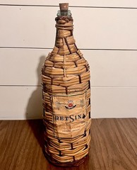 Achaia Clauss Retsina Wicker Wine Bottle 17” Greece Vintage
