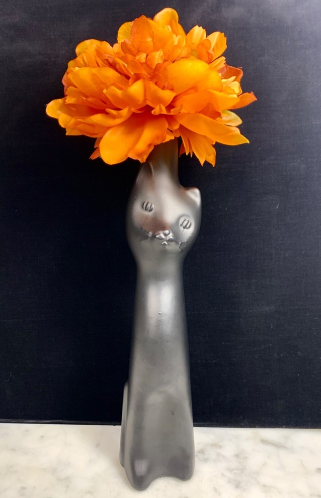 Happy Cat Riesling Matte Black Wine Bottle EMPTY Halloween Cat Decor