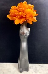 Happy Cat Riesling Matte Black Wine Bottle EMPTY Halloween Cat Decor