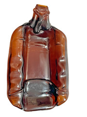Vintage Slumped Melted Bottle Spoon Rest Tray Brown Glass