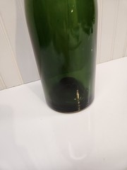 VTG Owen&rsquo;s Illinois Dark Green Heavy Glass Wine Bottle Markings w/ Cork 16&Prime; Tall