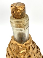 Vintage Wicker Wrapped Clear Glass Quinta Lisbon Wine Bottle Portugal Empty.