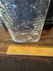 Vintage Clear Glass Wine Bottle Embossed Grape & Wine Motif 4/5 Pint