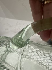 Vintage Wine Bottle Decanter Basket Pattern Greenish Hue With Deer Stopper