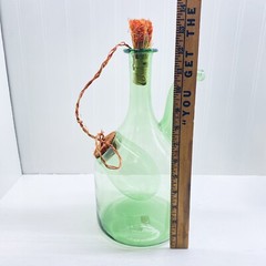 Demijohn Glass Wine Chiller With Stoppers 13 1/2” Green
