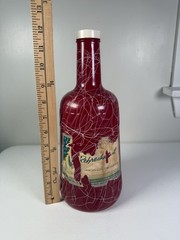 Vintage 1956 Welch’s Refreshment Wine Bottle Drizzled Spaghetti Design Red Glass