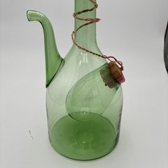 Vintage Wine Decanter Italian Demijohn Green Glass w/ Plugs and Ice Chamber