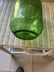 Vintage 3 Liter Green Glass Bottl With Handle And Lid