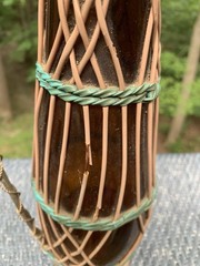 MCM Woven Wicker Wine Bottle Metal Handle