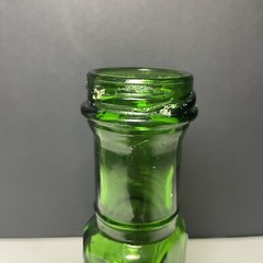 Vintage Emerald Green Glass Long Neck Bottle Square Base 6”