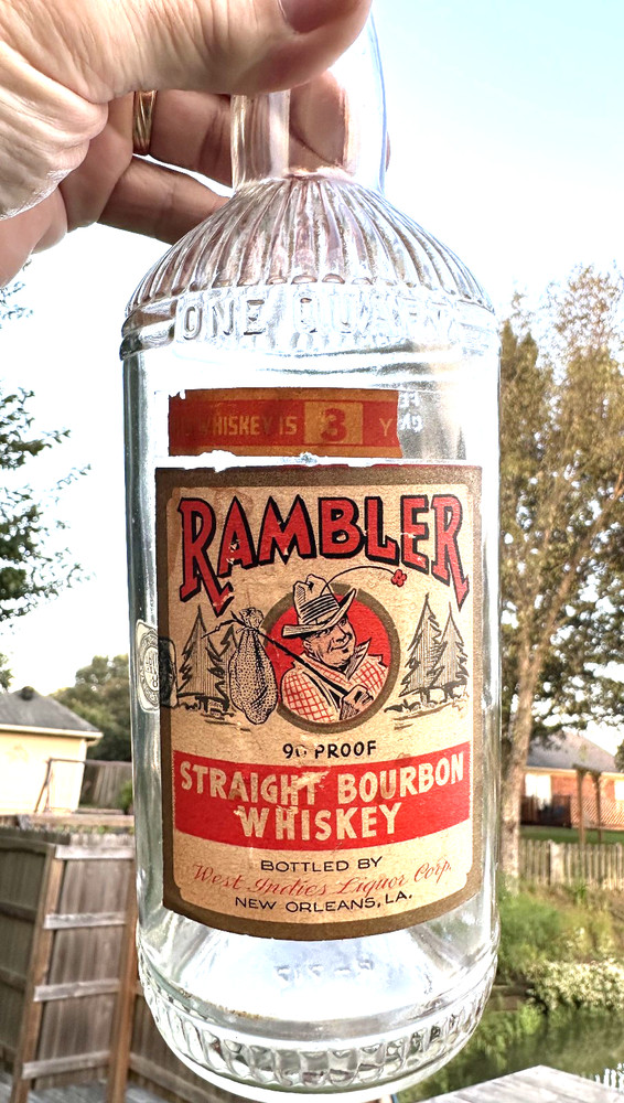 RARE ANTIQUE ORIGINAL  » RAMBLER  » WHISKEY PAPER LABEL EMPTY BOTTLE!!