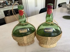 Vintage 1972 And 1973Bolla Bardolino Verona Italy Green Glass Wine Bottle Glass