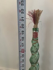 Vtg Italian Chianti Spiral Glass Bottle Raffia Stopper Labels 19.5” GUC