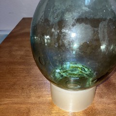 Antique Green Hand Blown Torpedo Round Bottom Glass Bottle 13” Cork Stopper