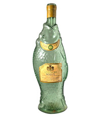 Vintage 1979 Antinori Italy Wine Bottle Green Fish 13” Decanter with label