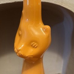 Moser Riesling Orange Satin Glass Cat Empty Wine Bottle No Stopper13 Inches High