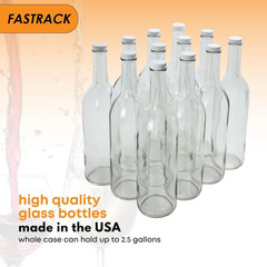 750Ml Clear Glass Wine Bottles with White Metal Screw Caps (Pack of 12) | Empty