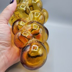 Vintage Amber Chianti Bottle Shaped Like Bunch Of Grapes From 1970s Hand Blown
