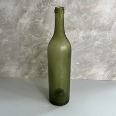 Antique Mid Century Green Wine Bottle with Inset Bottom 14&Prime;