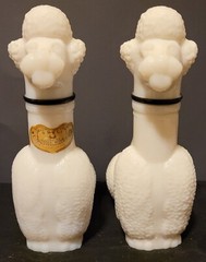 Vintage Porcelain Set Of 2 Poodle Wine Bottles Scali Italian Rose Wine EMPTY
