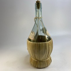 Chianti Empty Glass Wine Bottle Outside Torch 1.5 L Rattan Wrapped Wick Italy