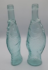 Vintage Italian Wine Bottles. Light Green Tinted Glass. Set Of 2. No Corks. EC