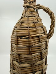 VTG Rustic Demijohn Bottle Wicker/Rattan Wrapped Aqua Green Glass 16.5 Inch