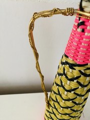 MCM Viresa Plastic Scoubidou Woven Wicker Demijohn Wine Bottle with Handle