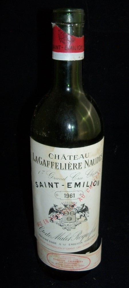 Bottle CHATEAU LAGAFFELIERE NAUDES SAINT EMILION 1961 ~Empty No cork