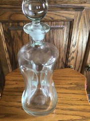 Vintage Clear Glass Pinch Decanter Bottle Wine Blown Polished Pontil 12”